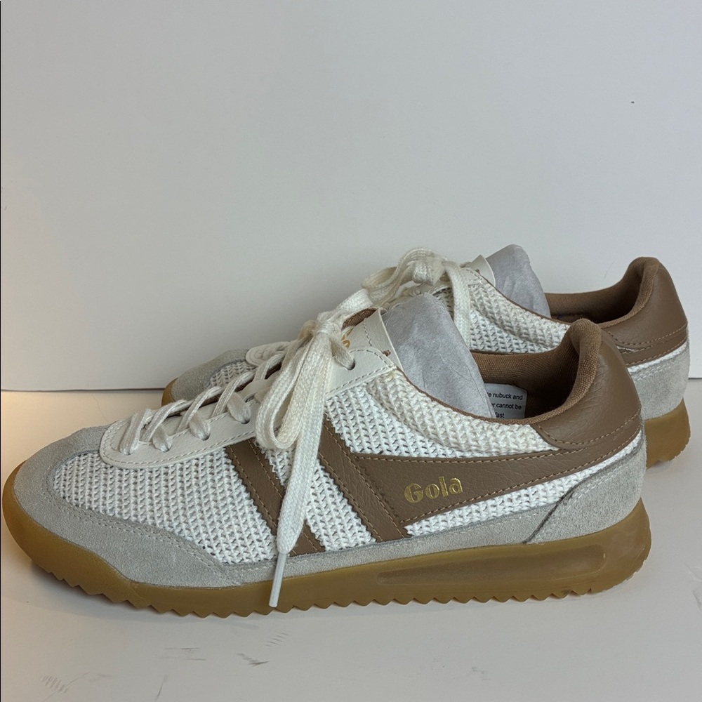Gola Tornado Zephyr Woven Crochet Women’s Sneakers 7.5 Off White/Light Caramel - Picture 4 of 16